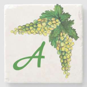 Riesling White Vin Grapes Anpassningsbar Monogram Stenunderlägg