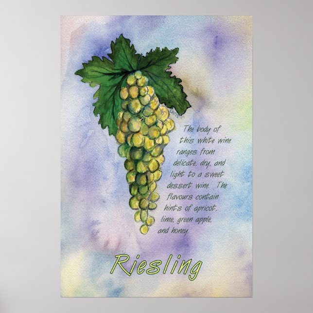Riesling White Vin Graps Art Print Poster (Framsidan)