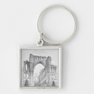 Rievaulx Abbey Fyrkantig Silverfärgad Nyckelring