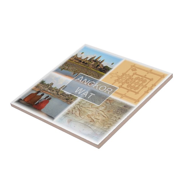 Rif. KH * Kambodja, Angkor Wat Kakelplatta (Sidan)