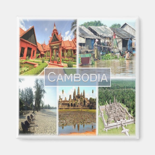 Rif. KH *Kambodja, Angkor Wat, Phonom Penh, kylskå Magnet (Framsidan)