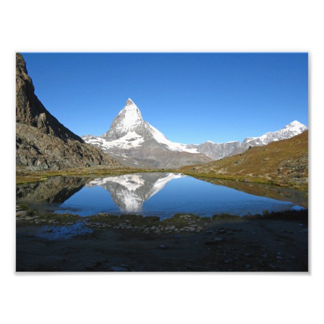 Riffelsee Matterhorn reflektion Foto Papper (Framsidan)