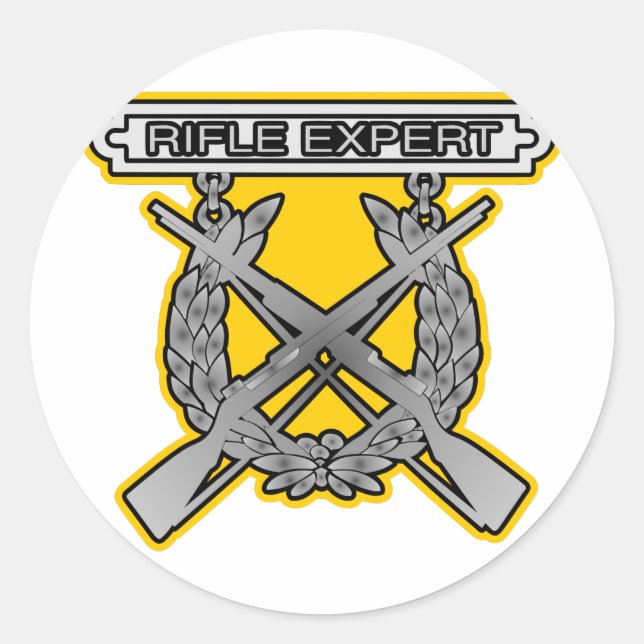 Rifle Expert Badge Runt Klistermärke (Framsida)