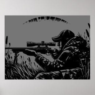 Rifle Hunting Fanatics Black & Grått   Poster