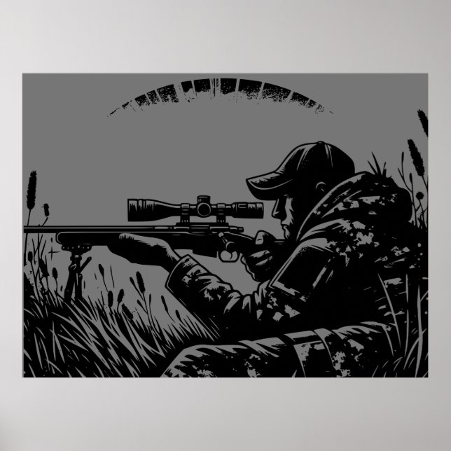 Rifle Hunting Fanatics Black & Grått | Poster (Framsidan)