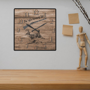 Rifle Jakt Liv Skog Hjort och Leverbössa Fyrkantig Klocka