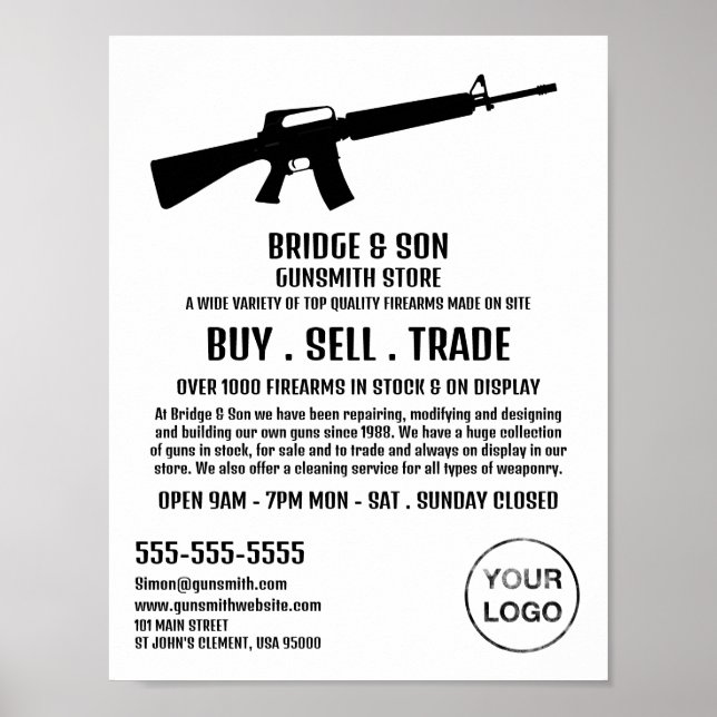 Rifle Silhouette, Gunsmith, Gunstore Advertising Poster (Framsidan)