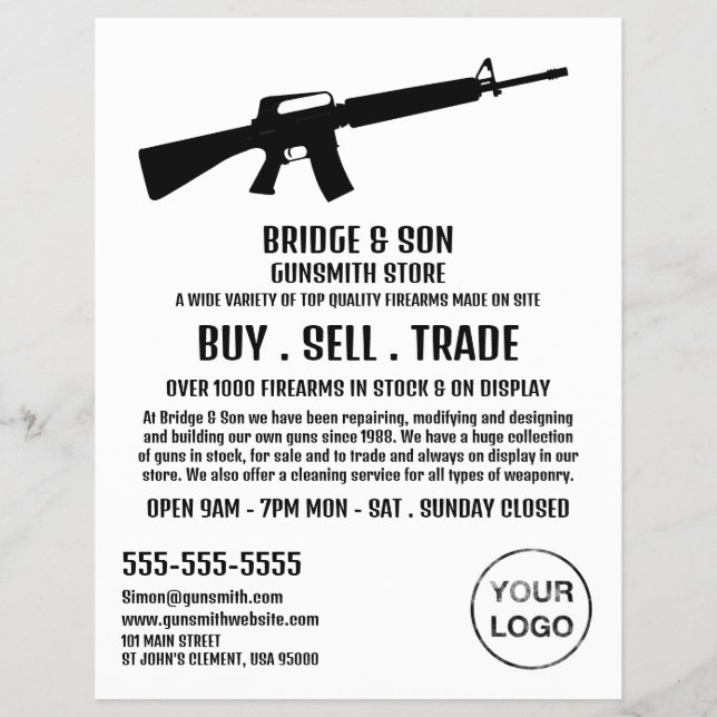 Rifle Silhouette, Gunsmith, Gunstore Advertising Reklamblad (Framsidan)