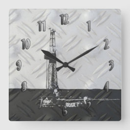 Rig Clock för borrning (med nummer) Fyrkantig Klocka