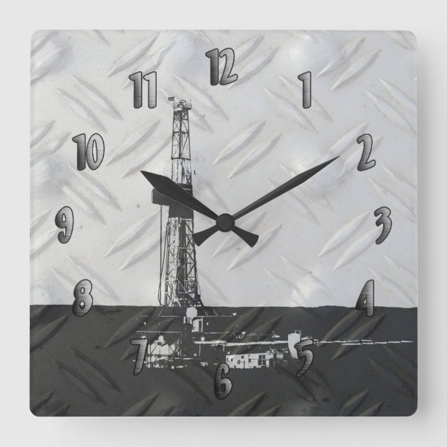 Rig Clock för borrning (med nummer) Fyrkantig Klocka (Framsida)