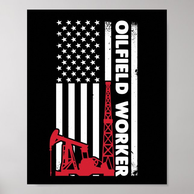 Rig Drilling Roughnacke Oilfield Worker Poster (Framsidan)