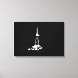 Rig Silhouette White på Black Canvastryck