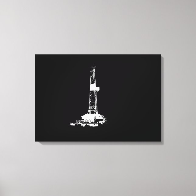 Rig Silhouette White på Black Canvastryck (Framsida)