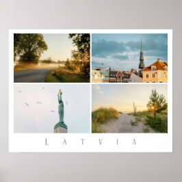 Riga and Latvia Travel Photo Collage Poster