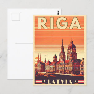 Riga City, Lettlands gåvor för vintage av baltkult Vykort