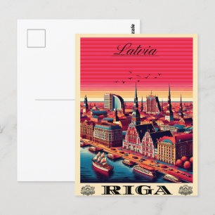 Riga City, Lettlands gåvor för vintage av baltkult Vykort