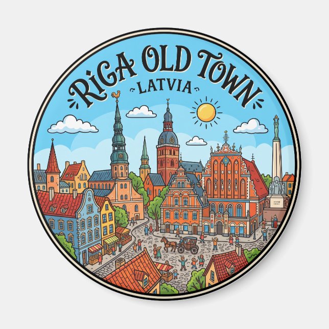 Riga Gamla Stan Lettland Magnet (Framsidan)