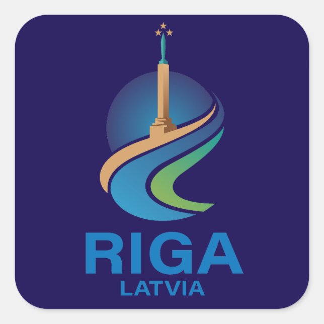 Riga Latvia Fyrkantigt Klistermärke (Framsida)