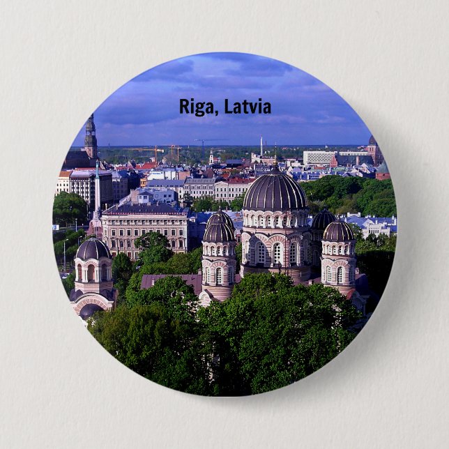 Riga, Lettland cityscape Knapp (Framsida)