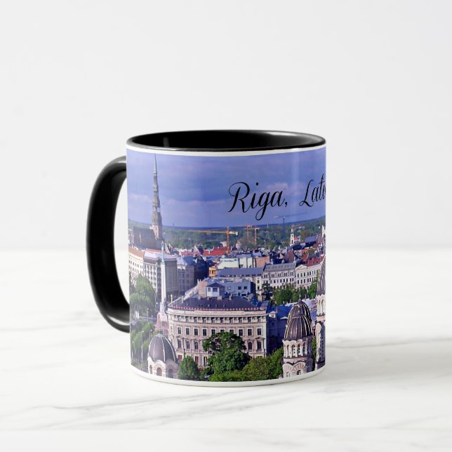 Riga, Lettland cityscape Mugg (Framsida vänster)