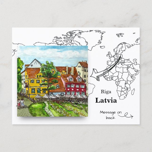 Riga Lettland Gamla Stan torget Vykort (Framsida)