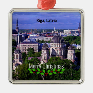 Riga, Lettland, God jul, Julgransprydnad Metall