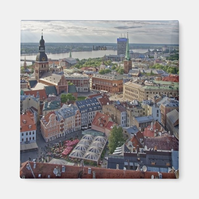 Riga, Lettlands cityscape-foto Magnet (Framsidan)