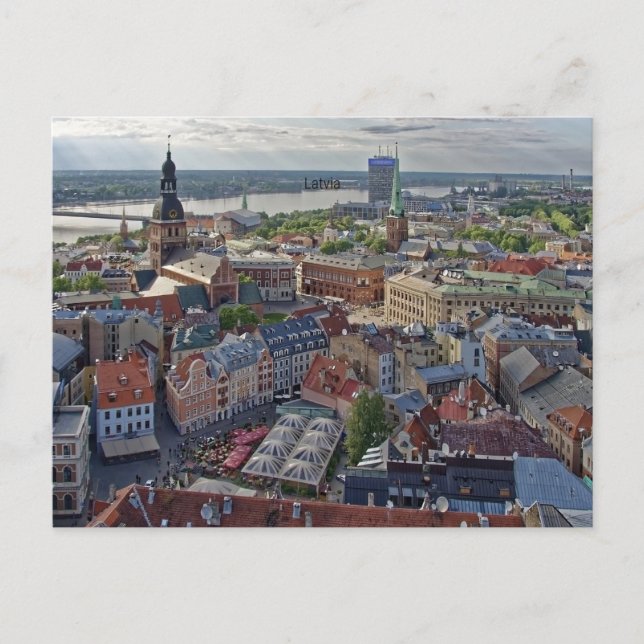 Riga, Lettlands cityscape-foto. Vykort (Framsida)