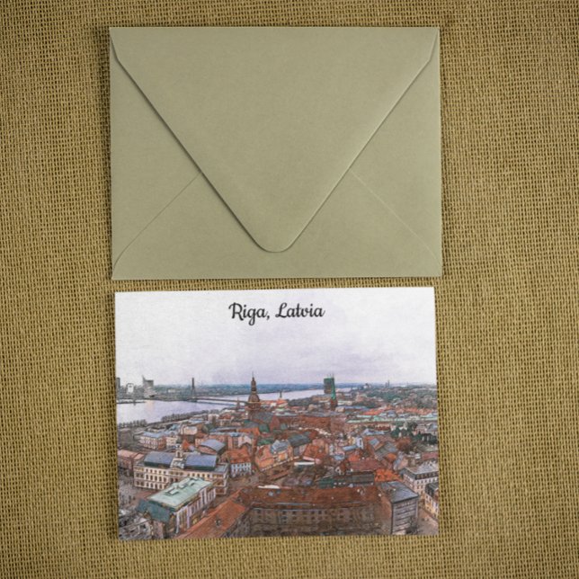 Riga, Lettlands Panorama View Vykort (latvia riga postcard)