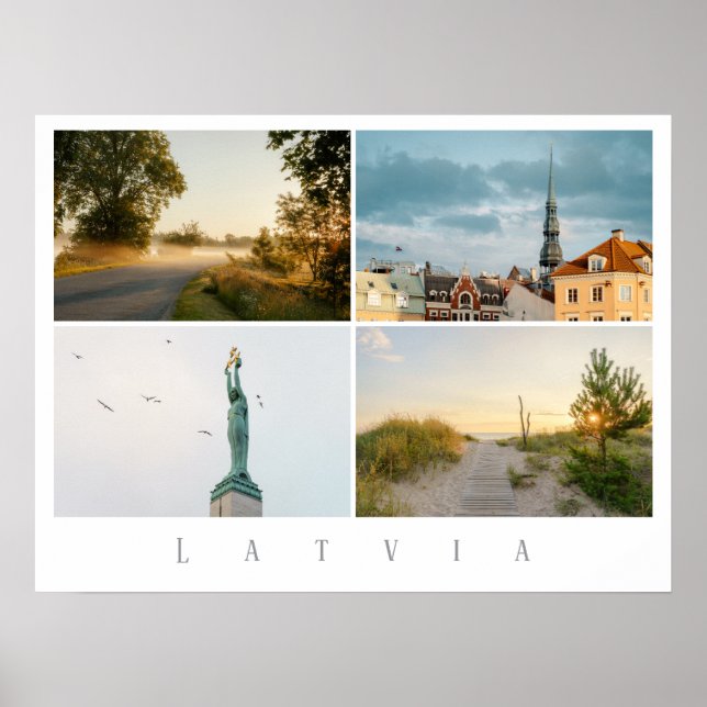 Riga och Lettland Resa Foto Collage Poster (Framsidan)
