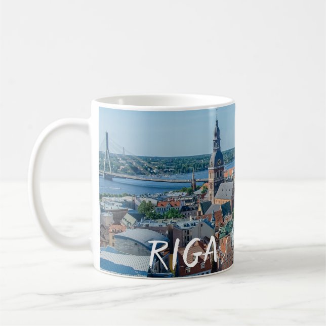 Riga-stadens centrum ovanifrån kaffemugg (Vänster)