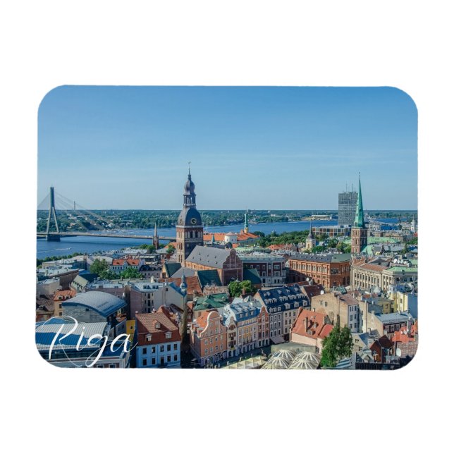 Riga-stadens centrum ovanifrån magnet (Horisontell)