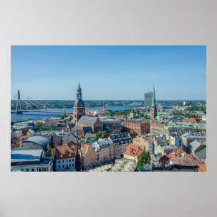 Riga-stadens centrum ovanifrån poster
