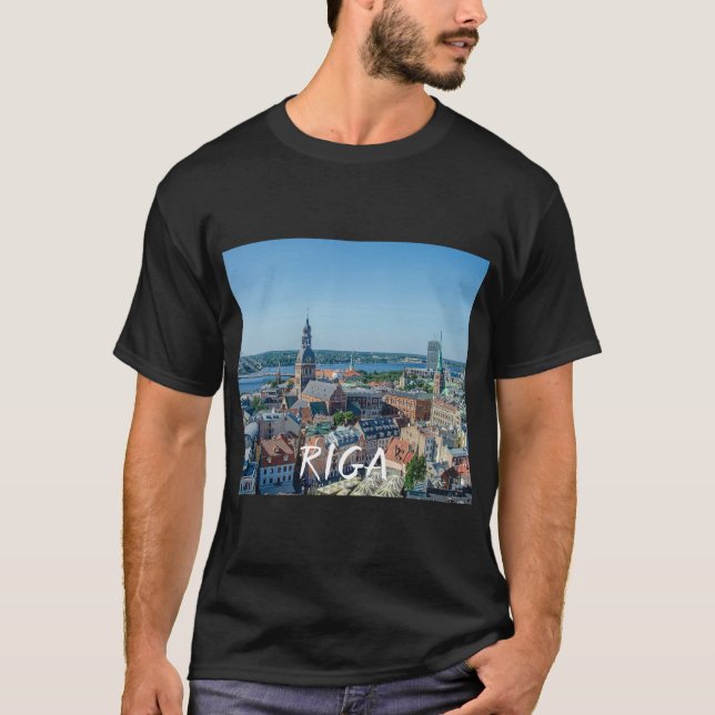 Riga-stadens centrum ovanifrån t shirt (Framsida)