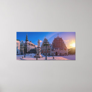 Riga Town Hall Square på vintern Canvastryck