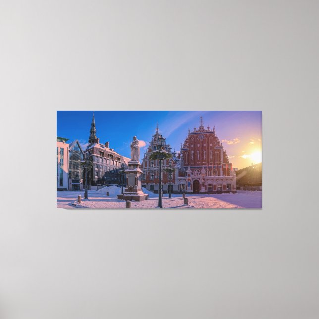 Riga Town Hall Square på vintern Canvastryck (Framsida)