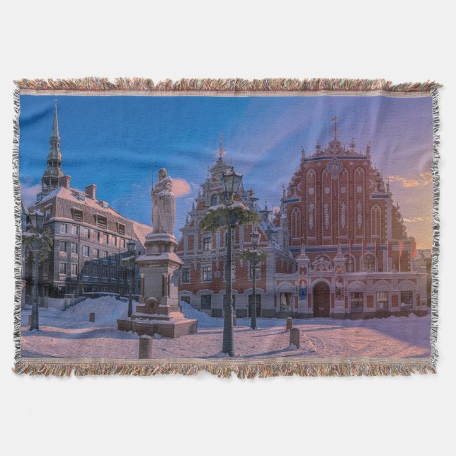 Riga Town Hall Square på vintern Filt (Framsidan)