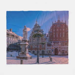 Riga Town Hall Square på vintern Fleecefilt