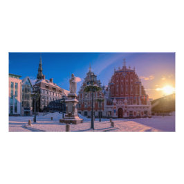 Riga Town Hall Square på vintern Fototryck