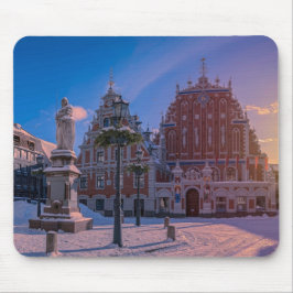Riga Town Hall Square på vintern Musmatta