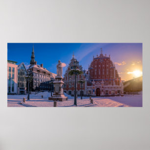 Riga Town Hall Square på vintern Poster
