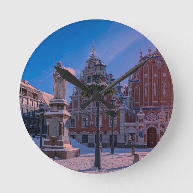 Riga Town Hall Square på vintern Rund Klocka (Framsida)