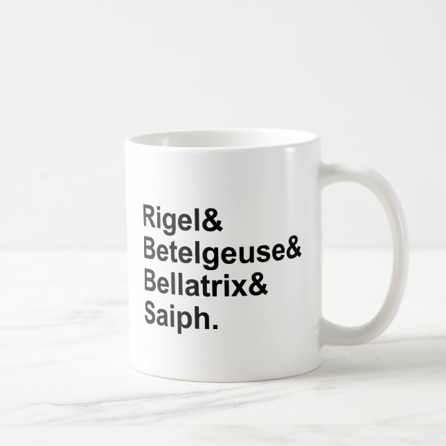 Rigel Betelgeuse Bellatrix Saiph | Orionens stjärn Kaffemugg (Höger)