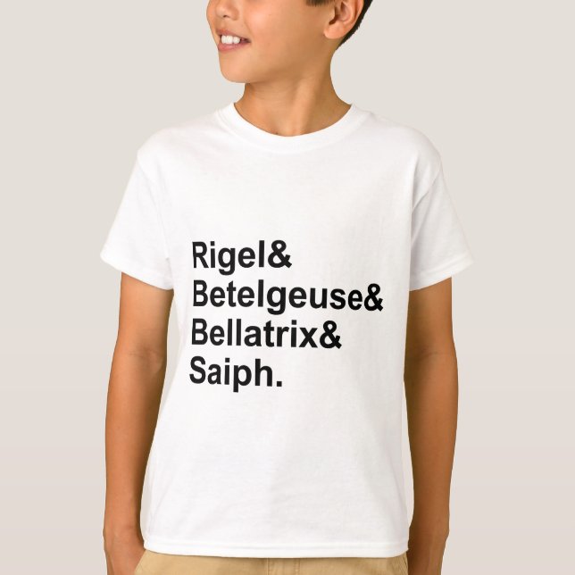Rigel Betelgeuse Bellatrix Saiph | Orionens stjärn T-shirt (Framsida)