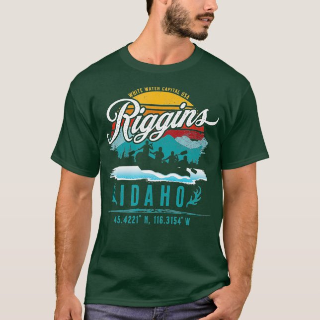 Riggins Idaho River Rafting White Water Capital T Shirt (Framsida)