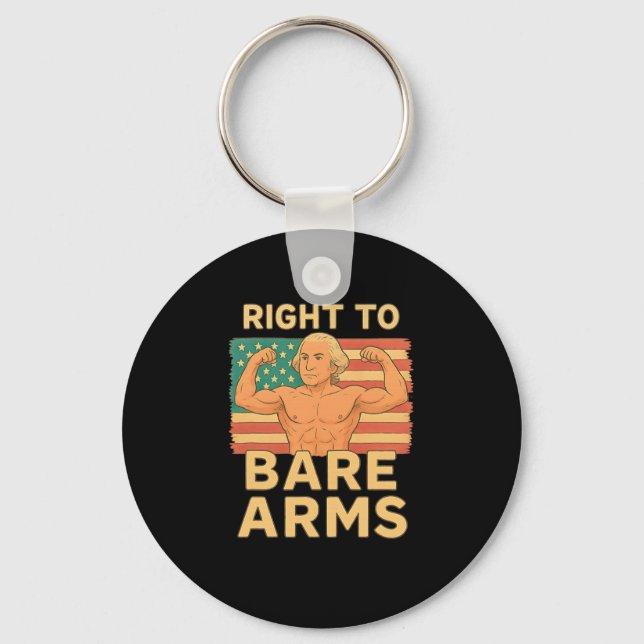 Right To Bare Arms Funny 4th Of July Gym Workout T Nyckelring (Framsida)