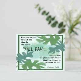 Righteous och Grönt Löv ordspråk 11:28 Vykort