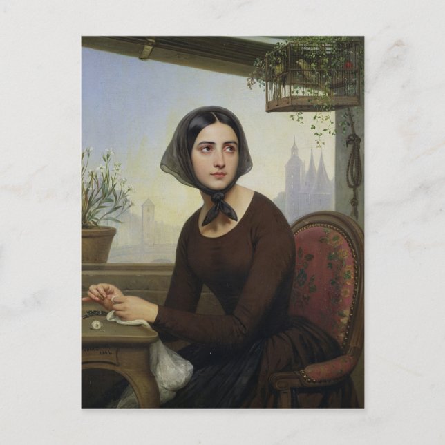 Rigolette försöker distrahera sig själv vykort (Framsida)