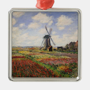 Rijnsburg för Claude Monet tulpanfält kvarn Julgransprydnad Metall