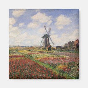 Rijnsburg för Claude Monet tulpanfält kvarn Magnet